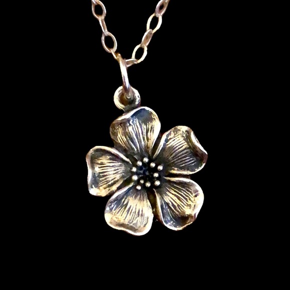LGM | 925 STERLING SILVER HANDMADE FLOWER PENDANT CHARM W/NECKLACE - Picture 3 of 10